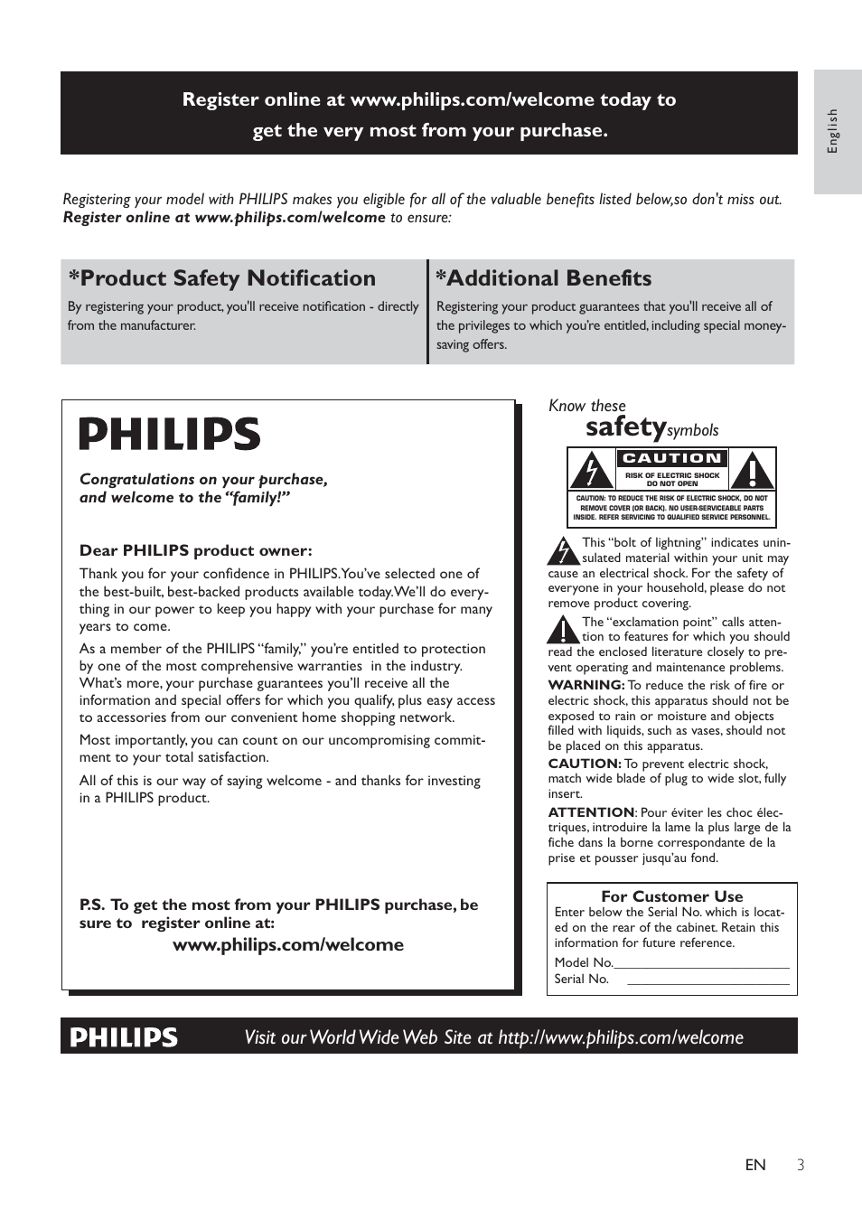 Safety, Product safety notiﬁcation *additional benefits | Philips - DCM278 User Manual | Page 3 / 21