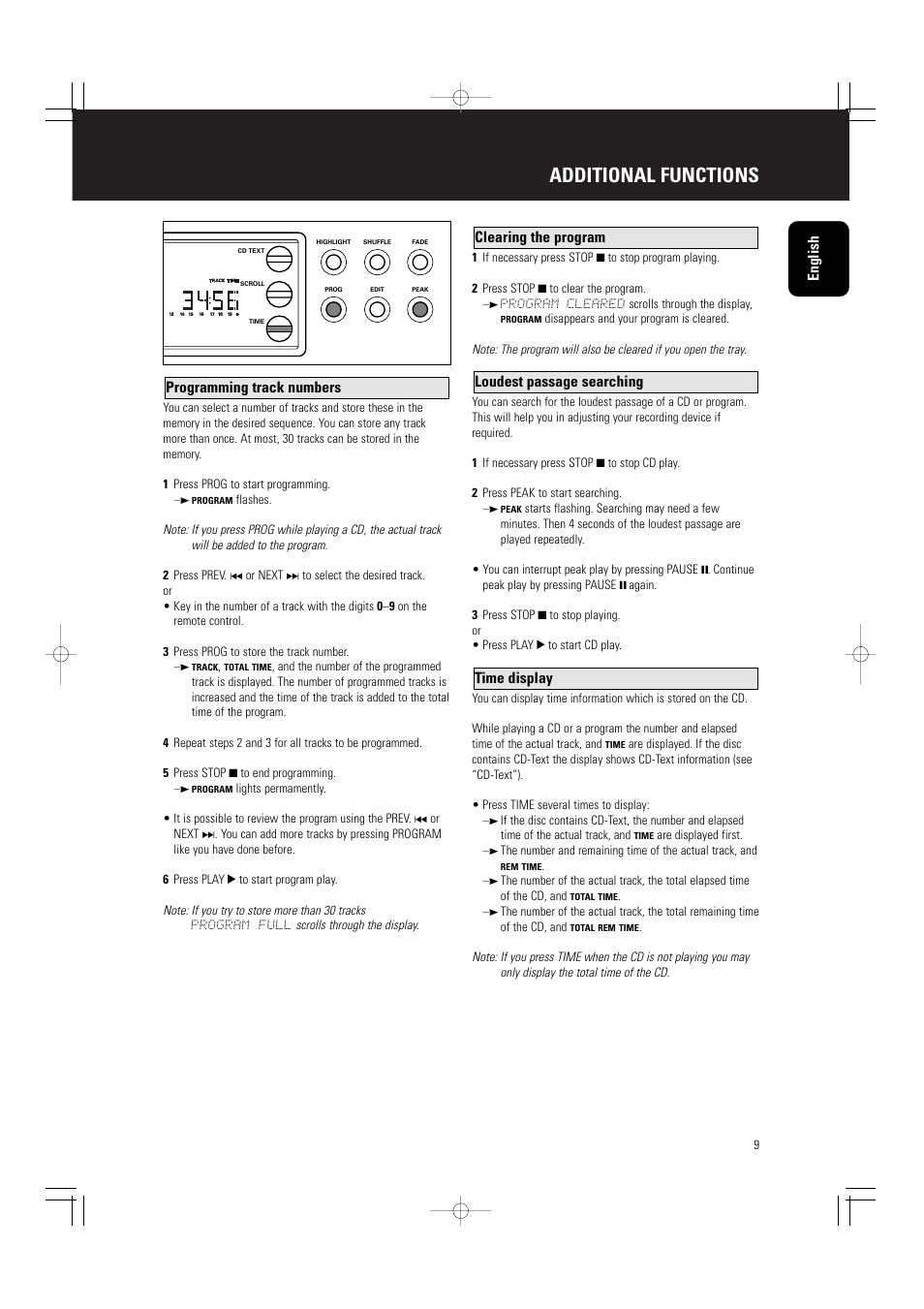 Additional functions | Philips CD5000 User Manual | Page 10 / 14