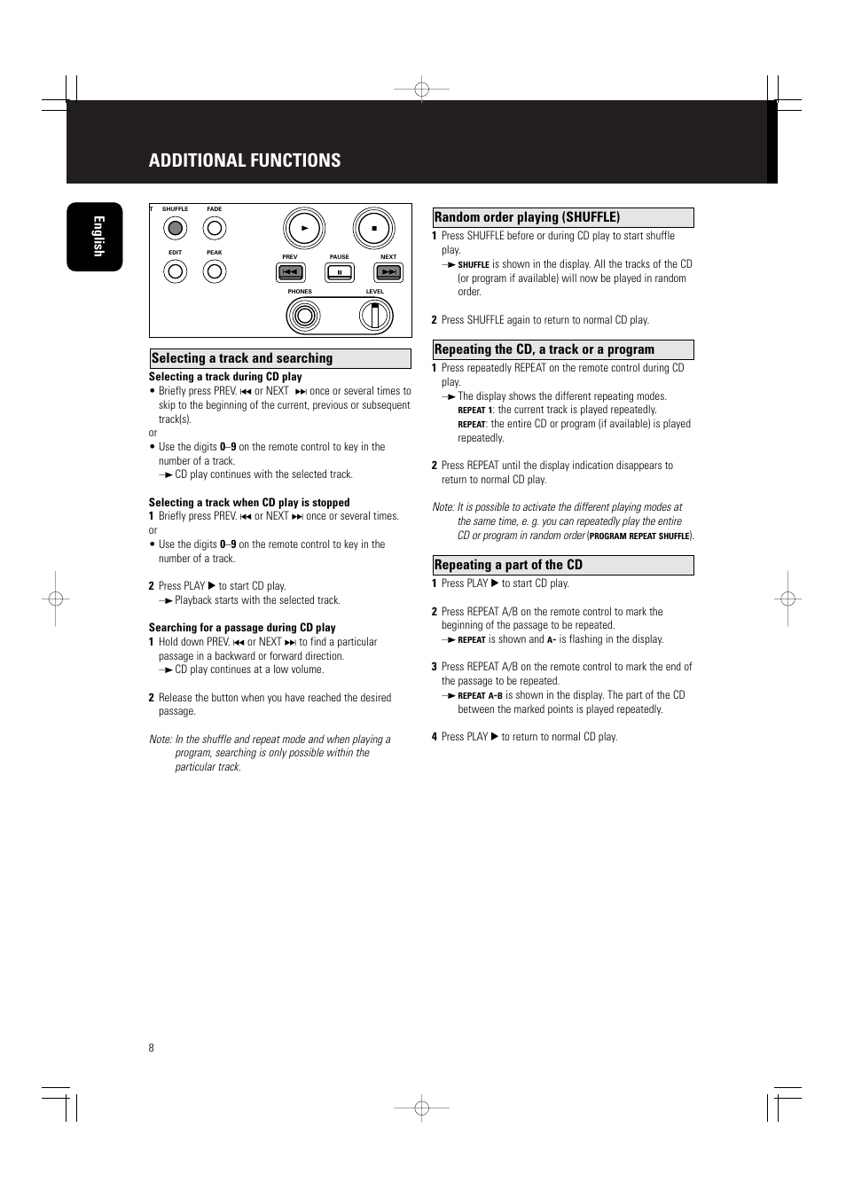 Additional functions | Philips CD5000 User Manual | Page 9 / 14