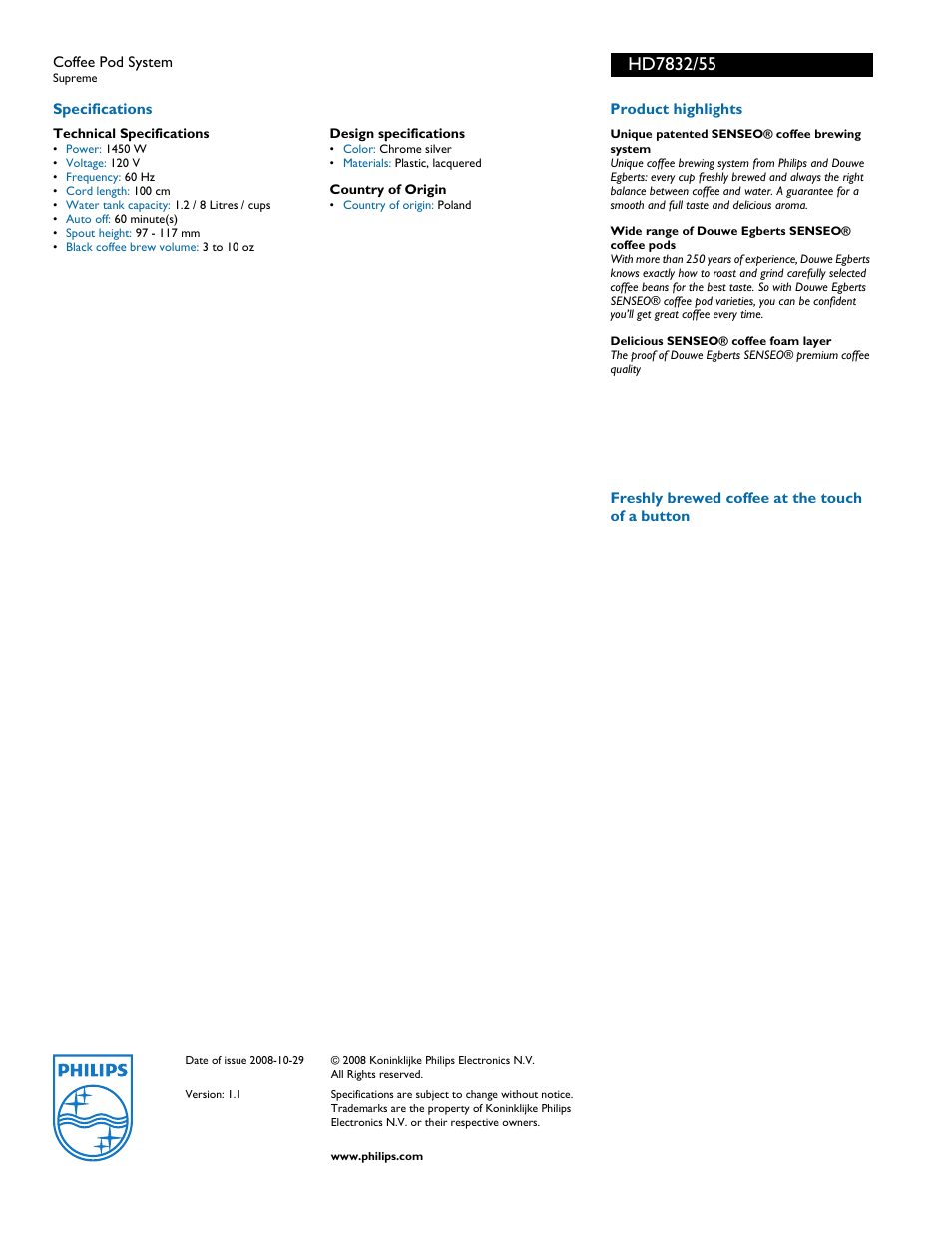 Philips HD7832/55 User Manual | Page 2 / 2