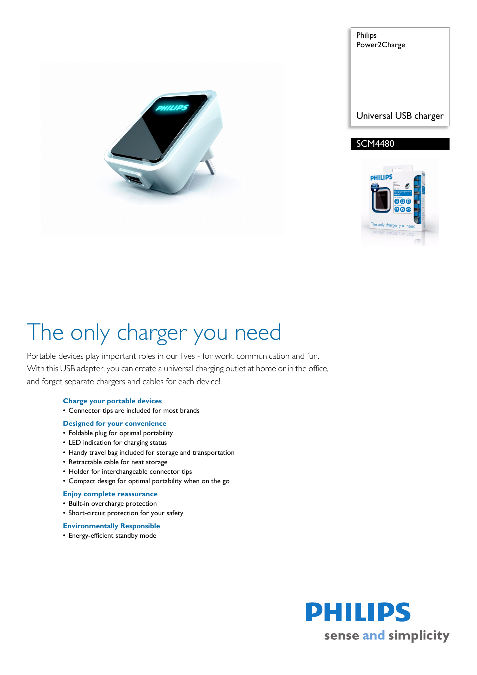 Philips Power2Charge SCM4480/12 User Manual | 2 pages