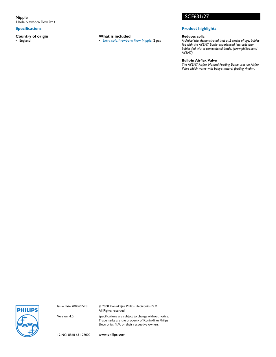 Philips SCF631/27 User Manual | Page 2 / 2