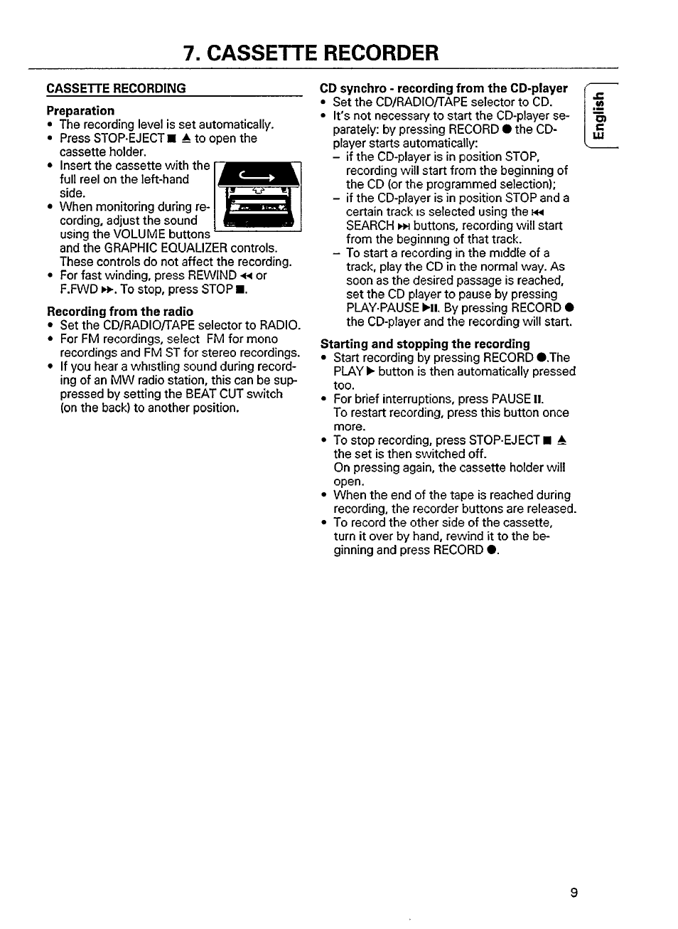 Cassette recorder | Philips AZ 9855 User Manual | Page 7 / 17