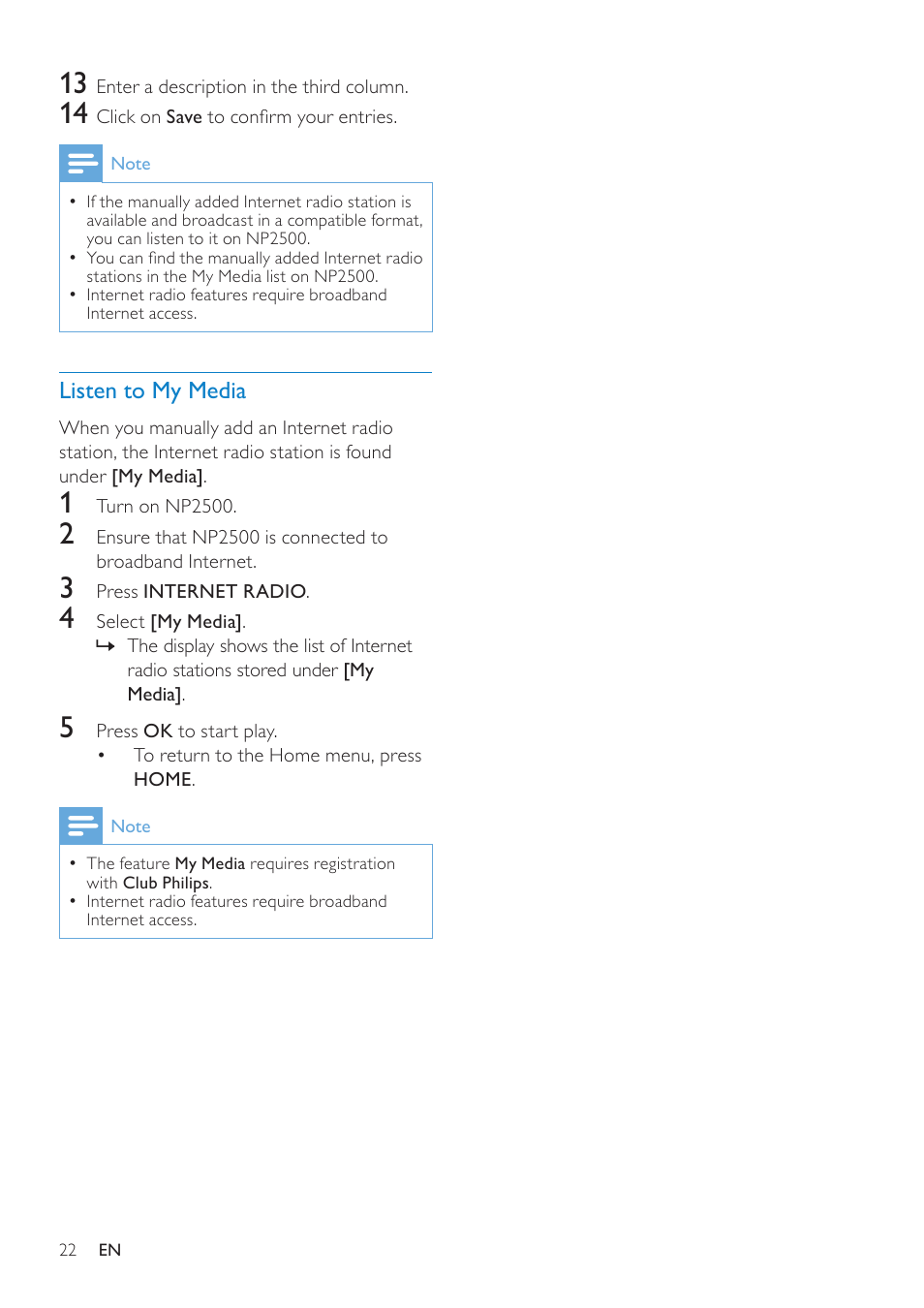 Listen to my media | Philips HK-0947-NP2500-FR User Manual | Page 24 / 66