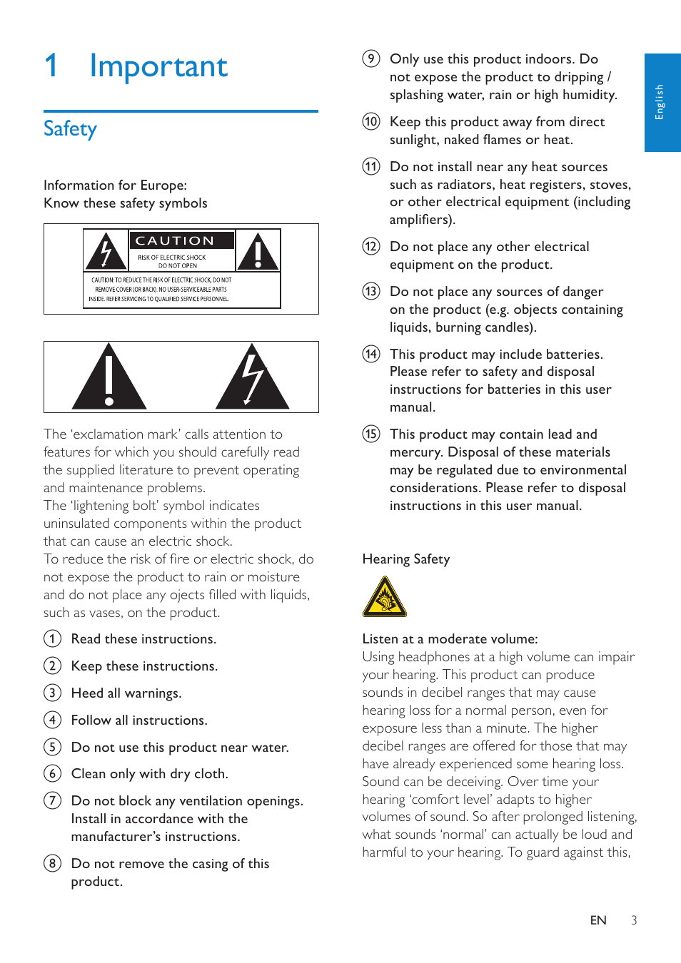 1 important, Safety | Philips HK-0947-NP2500-FR User Manual | Page 5 / 66