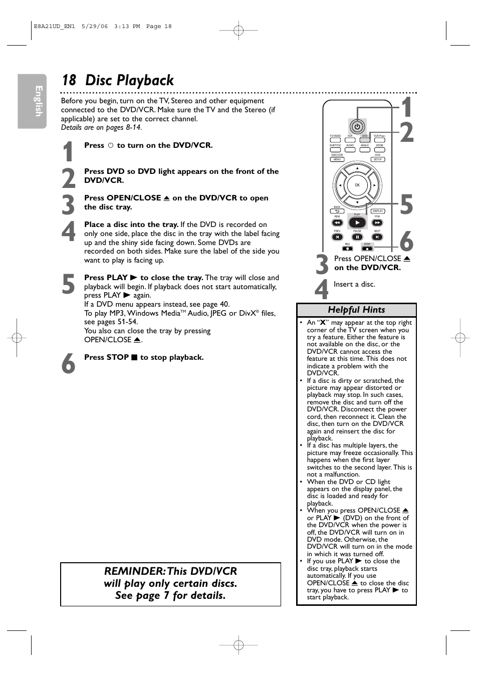 18 disc playback | Philips DVP3200V/37B User Manual | Page 18 / 74