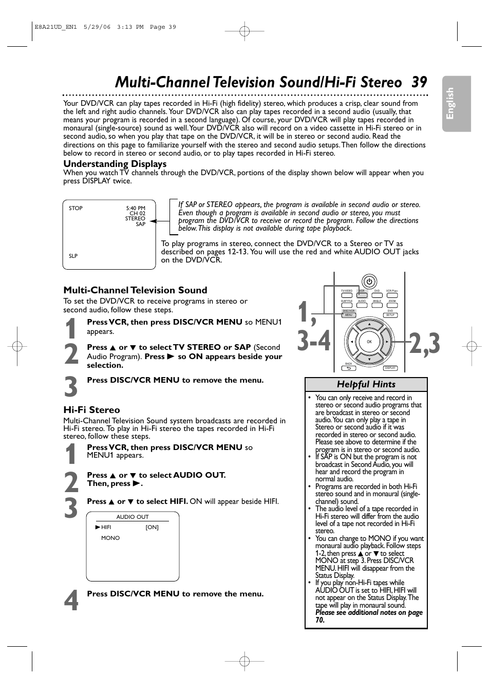 Multi-channel television sound/hi-fi stereo 39 | Philips DVP3200V/37B User Manual | Page 39 / 74
