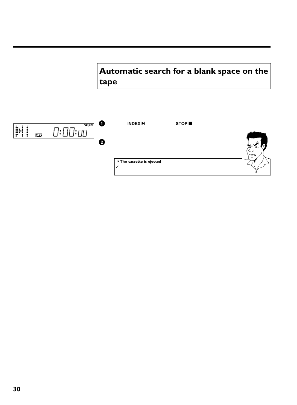 Automatic search for a blank space on the tape | Philips VR620/07 User Manual | Page 34 / 66