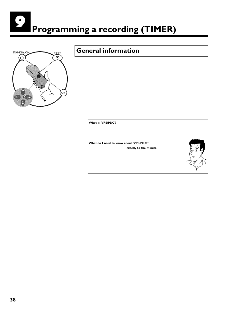 Programming a recording, Timer), General information | Programming a recording (timer) | Philips VR620/07 User Manual | Page 42 / 66