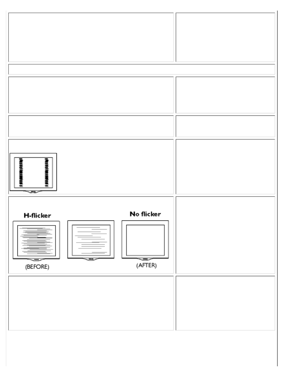 Auto button not working properly, Imaging problems display position is incorrect, Image vibrates on the screen | Vertical flicker appears, Horizontal flicker appears, The screen is too bright or too dark | Philips 140S User Manual | Page 33 / 72