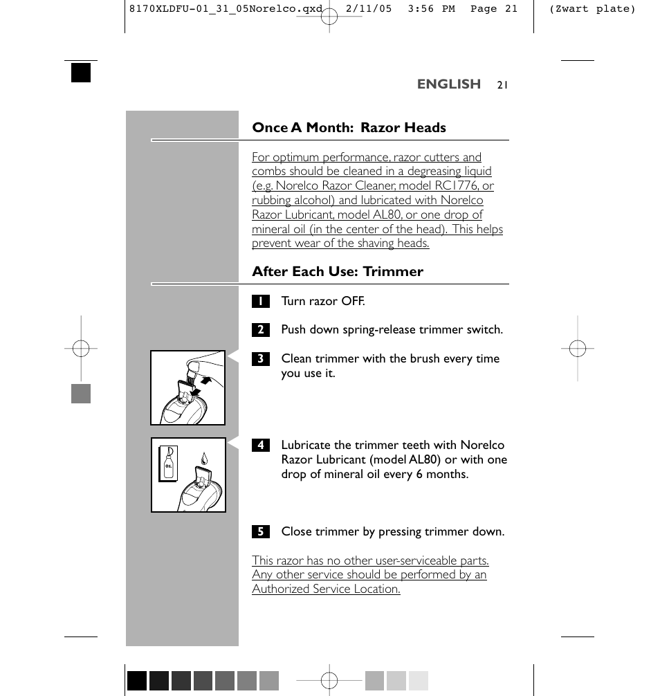 Philips Speed-XL 8170XLCC User Manual | Page 21 / 48