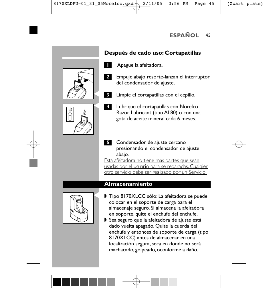 Philips Speed-XL 8170XLCC User Manual | Page 45 / 48