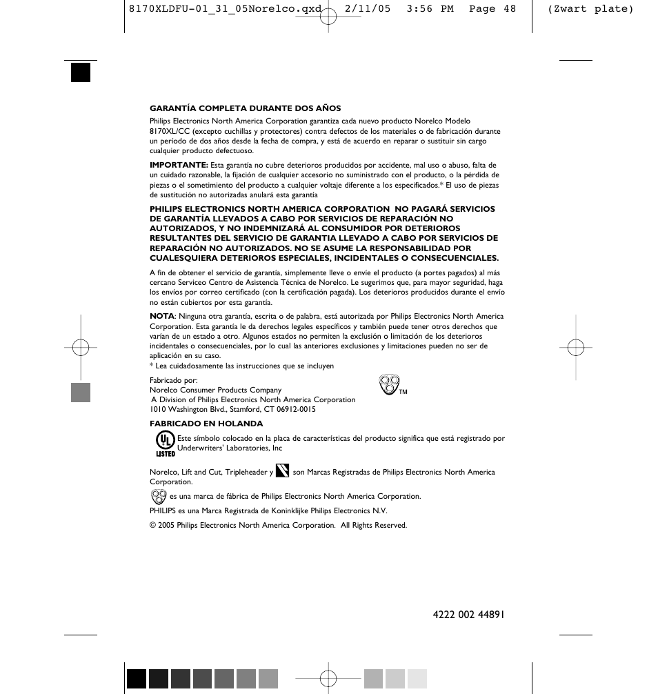 Philips Speed-XL 8170XLCC User Manual | Page 48 / 48