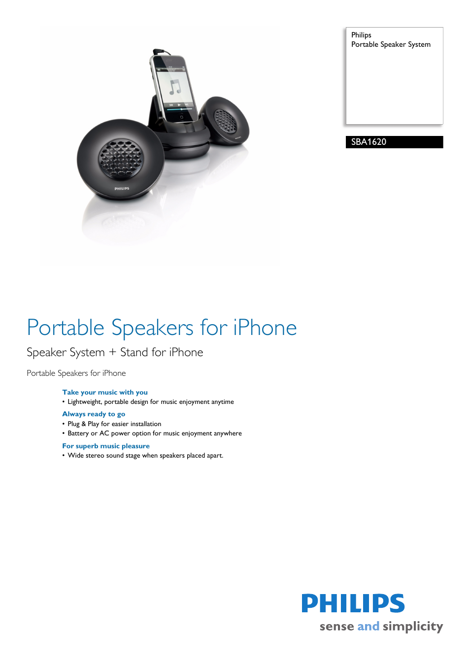 Philips SBA1620 User Manual | 2 pages