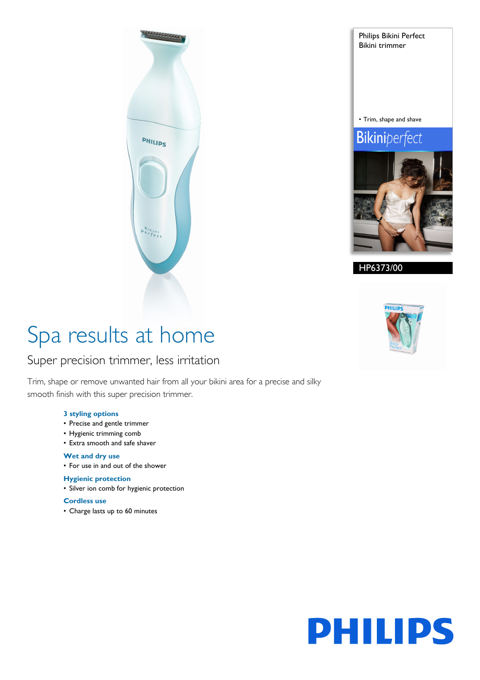 Philips Bikini Perfect HP6373/00 User Manual | 2 pages