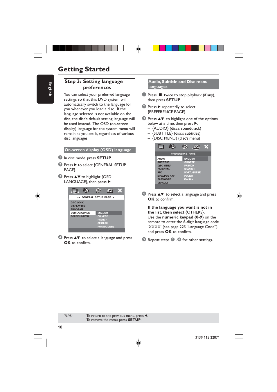 Getting started | Philips LX3900SA User Manual | Page 18 / 49