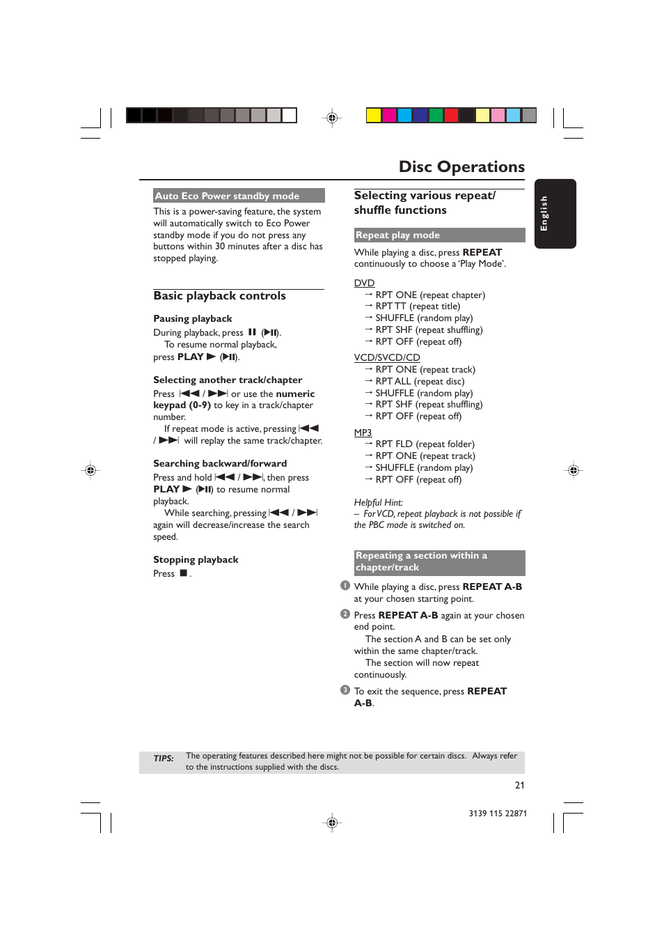 Disc operations | Philips LX3900SA User Manual | Page 21 / 49