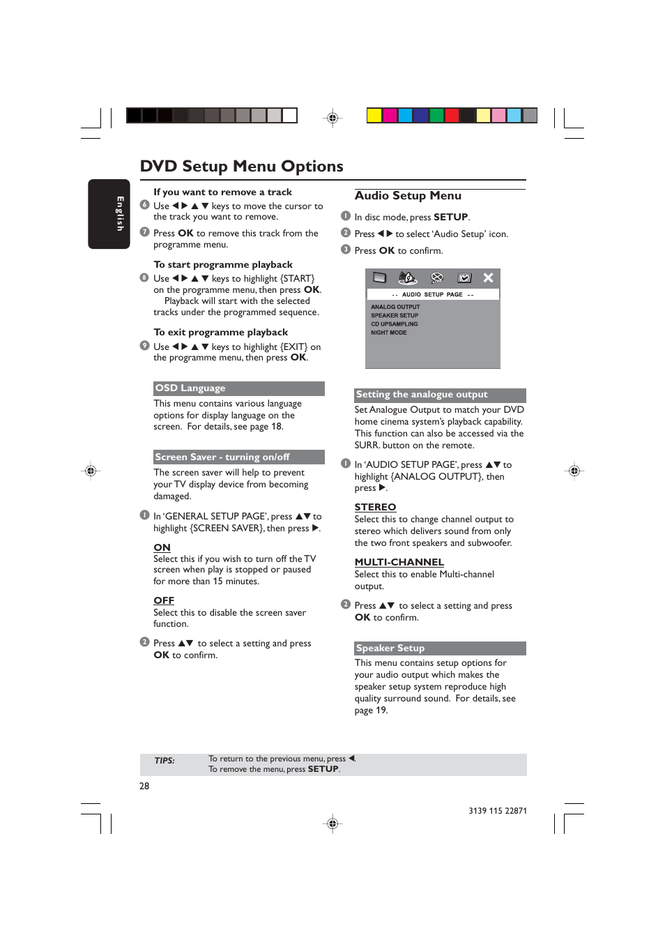 Dvd setup menu options | Philips LX3900SA User Manual | Page 28 / 49