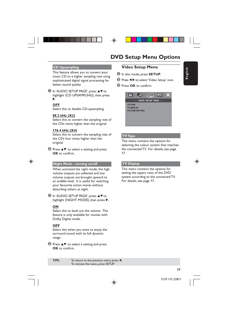 Dvd setup menu options | Philips LX3900SA User Manual | Page 29 / 49