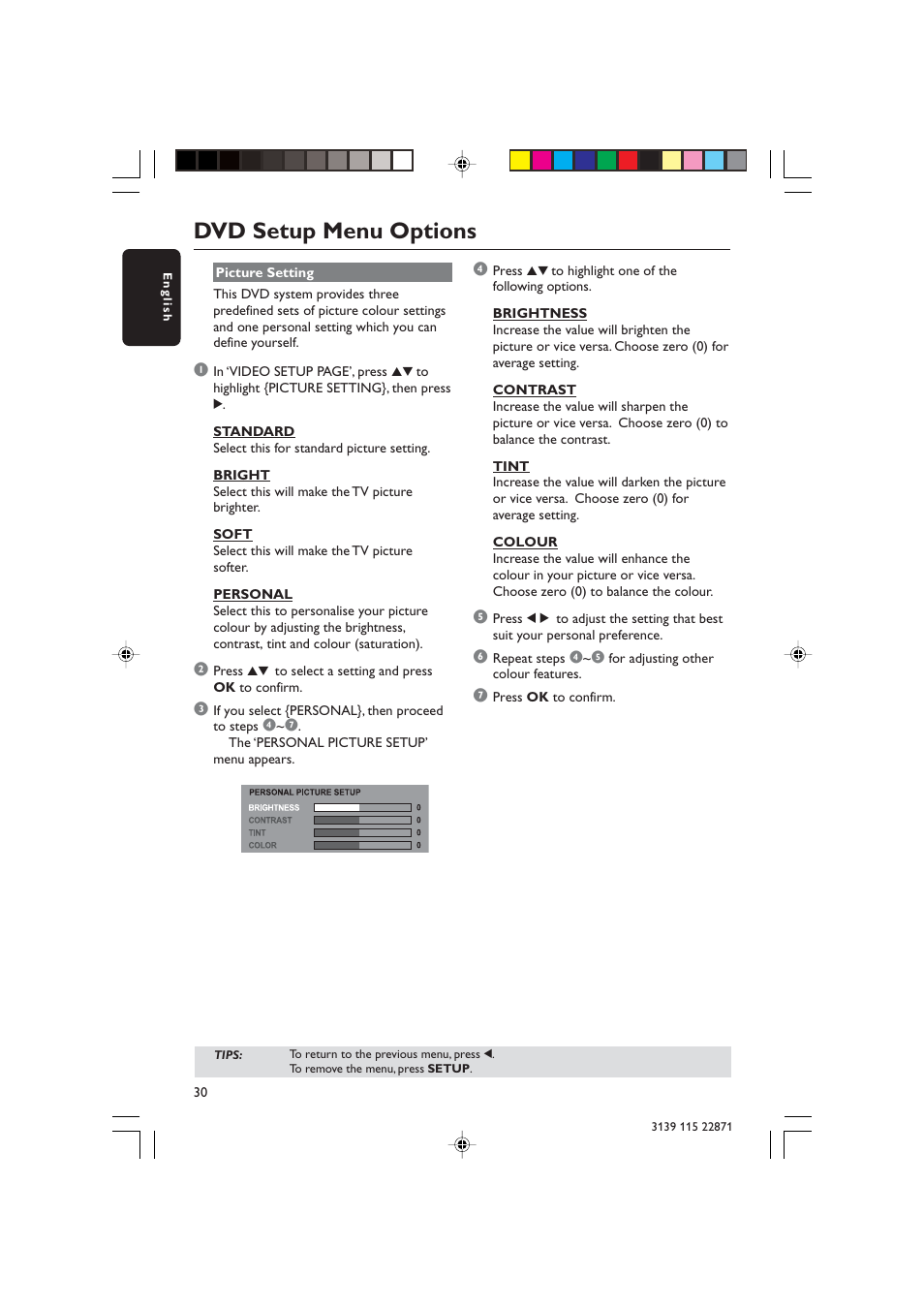 Dvd setup menu options | Philips LX3900SA User Manual | Page 30 / 49