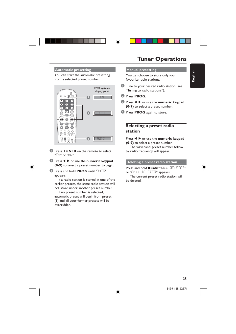 Tuner operations | Philips LX3900SA User Manual | Page 35 / 49