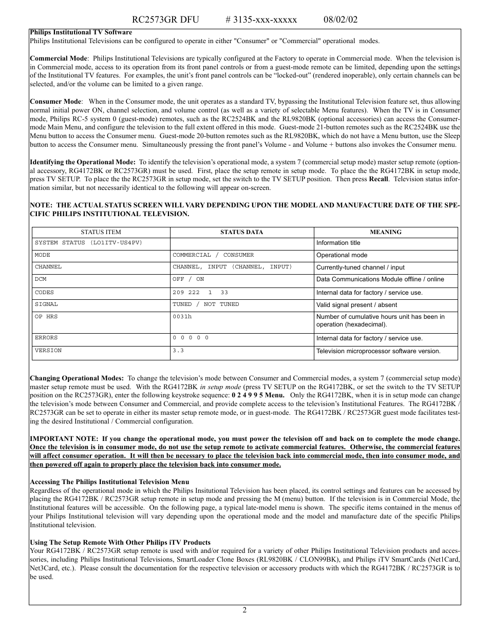 Philips RC2573GR User Manual | Page 2 / 3
