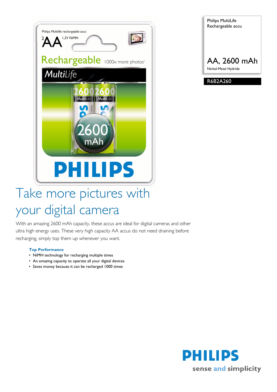 Philips R6B2A260 User Manual | 2 pages