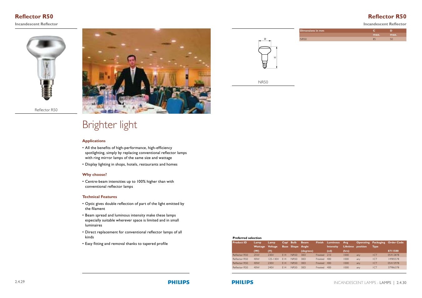 Brighter light, Reflector r50 | Philips Compact Fluorescent Integrated Lamps User Manual | Page 61 / 81