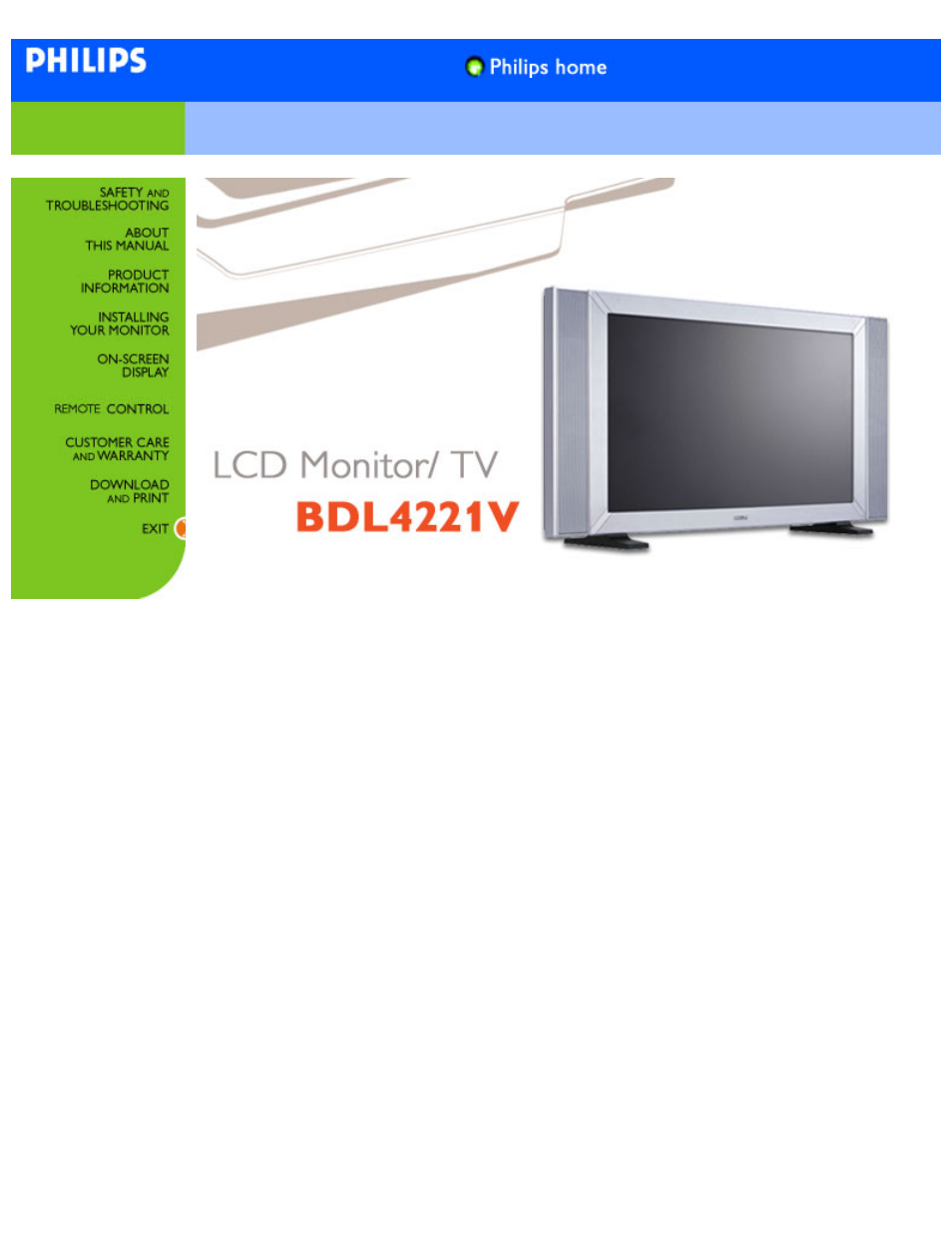 Philips BDL4221V User Manual | 109 pages