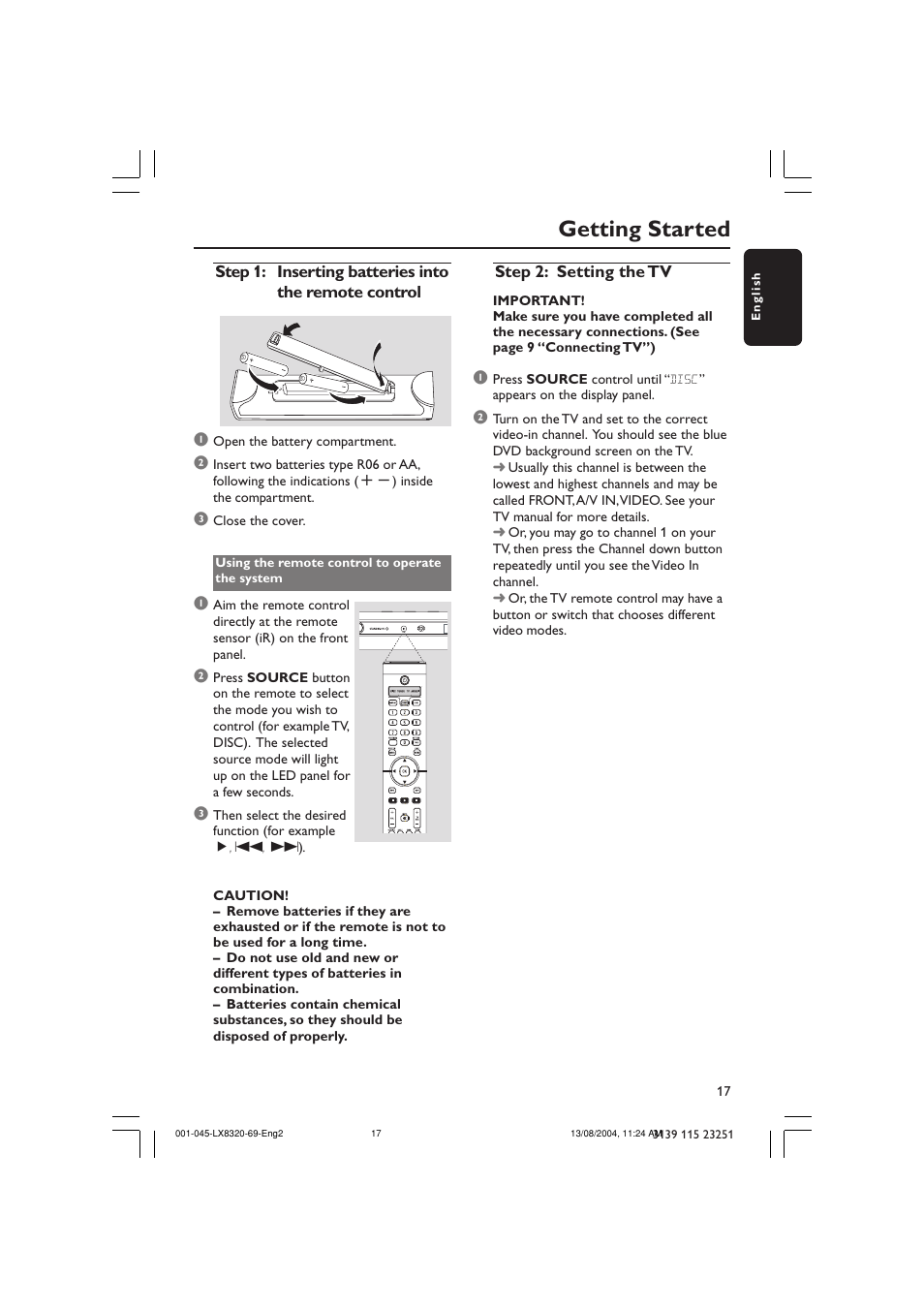 Getting started | Philips LX8320 User Manual | Page 17 / 49