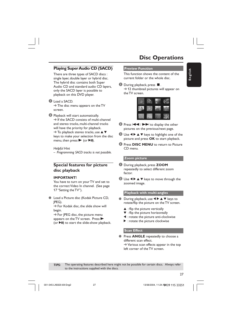 Disc operations | Philips LX8320 User Manual | Page 27 / 49