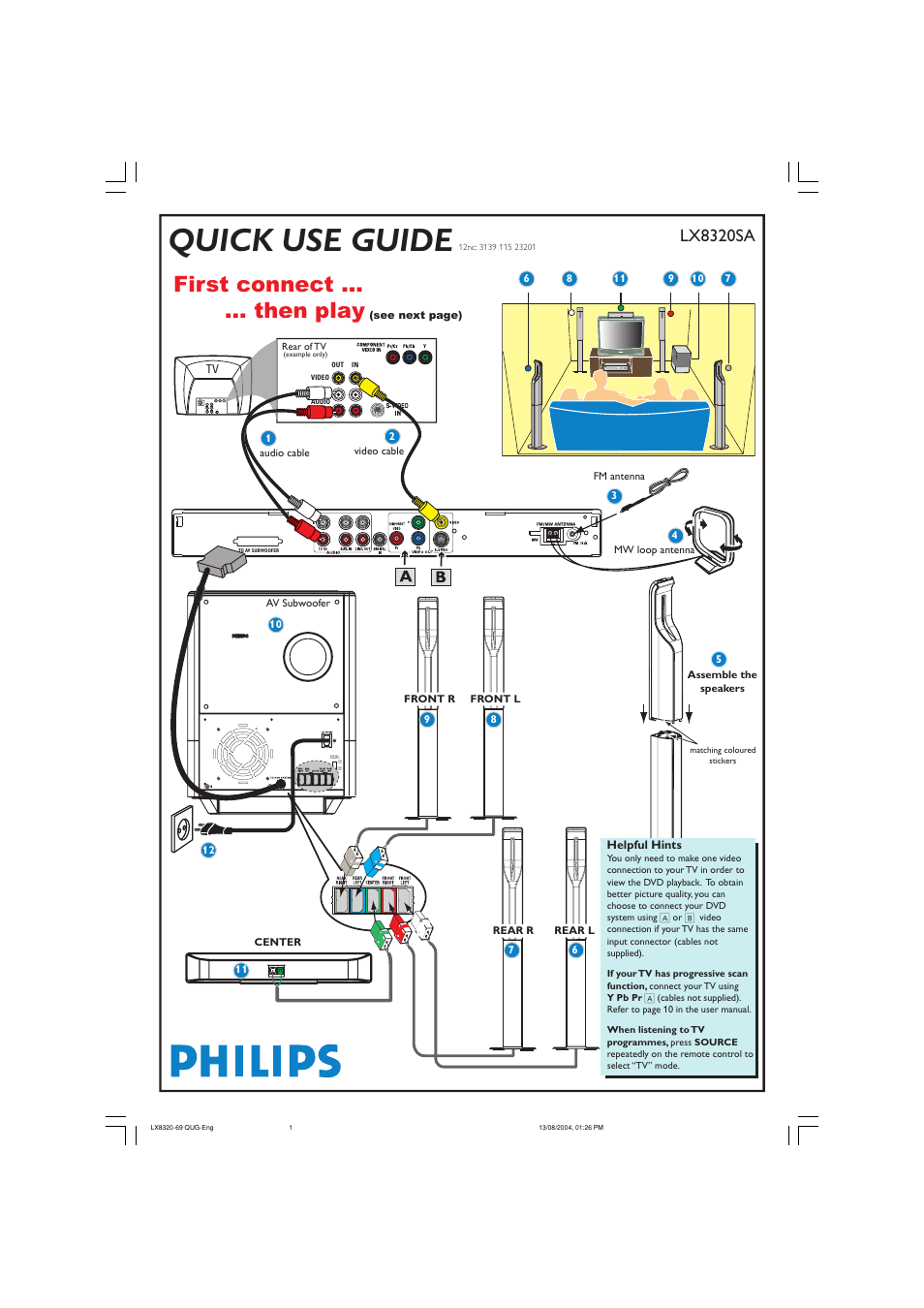 Quick use guide, First connect ... ... then play, Lx8320sa | Philips LX8320 User Manual | Page 48 / 49