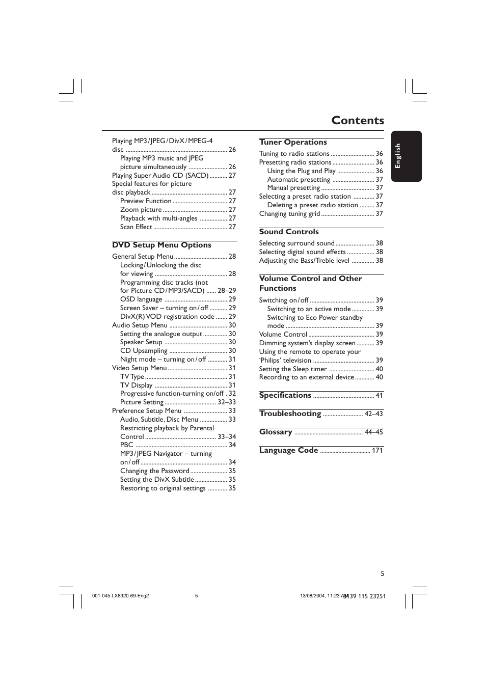 Philips LX8320 User Manual | Page 5 / 49