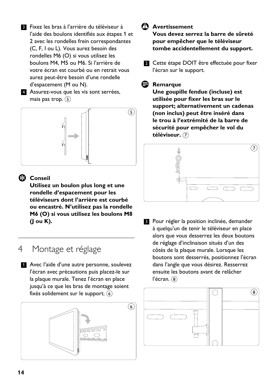 4 montage et réglage | Philips SQM5312/27 User Manual | Page 14 / 24