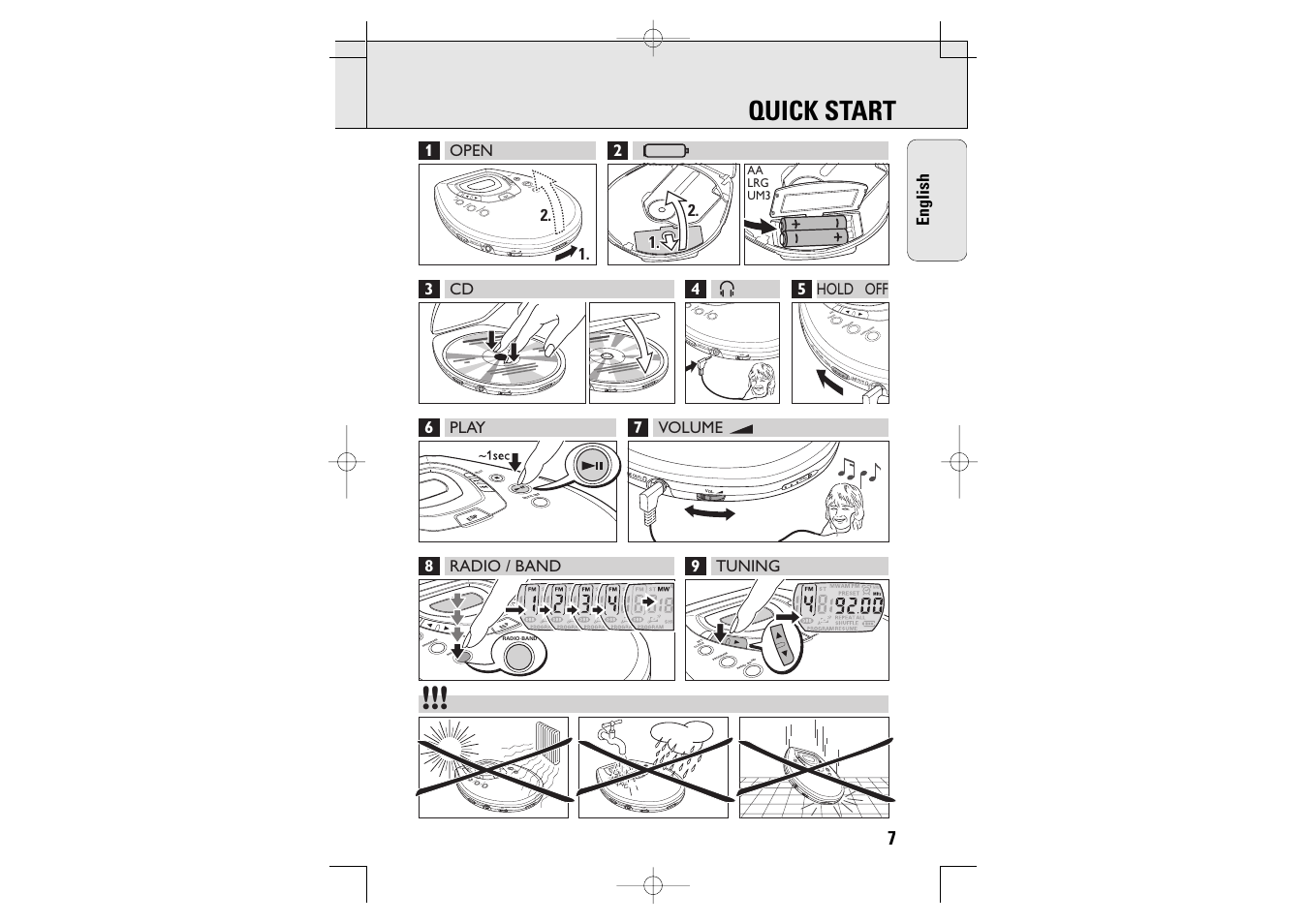 Quick start | Philips AZT9230 User Manual | Page 7 / 27