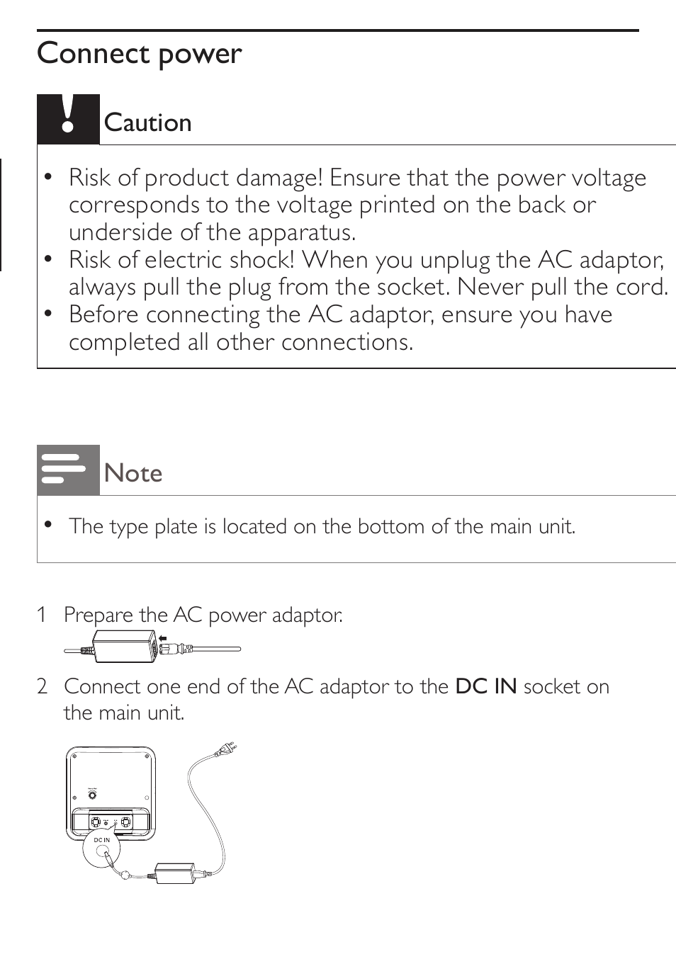 Connect power | Philips DC315/79 User Manual | Page 11 / 26