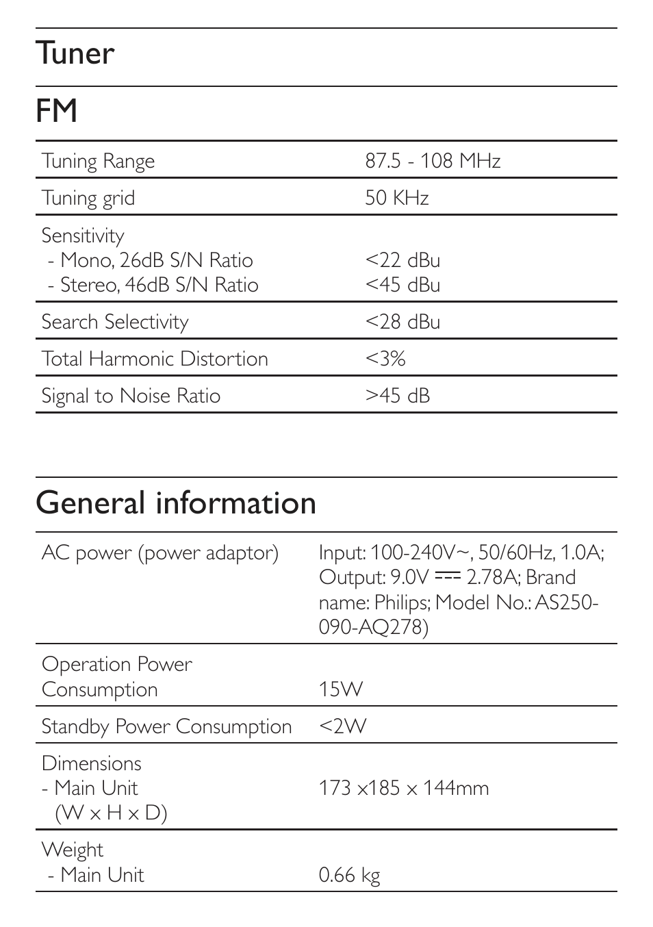 Tuner fm, General information | Philips DC315/79 User Manual | Page 22 / 26
