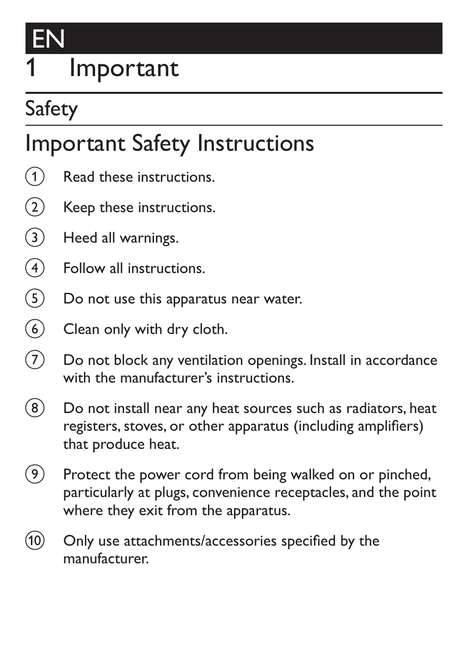 1 important, Important safety instructions, Safety | Philips DC315/79 User Manual | Page 3 / 26