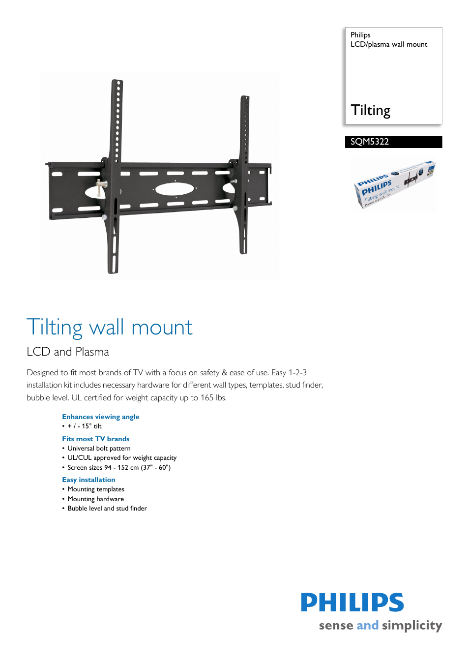 Philips TILTING SQM5322 User Manual | 2 pages