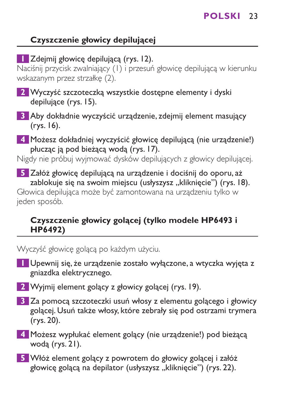 Philips HP6491 User Manual | Page 23 / 104