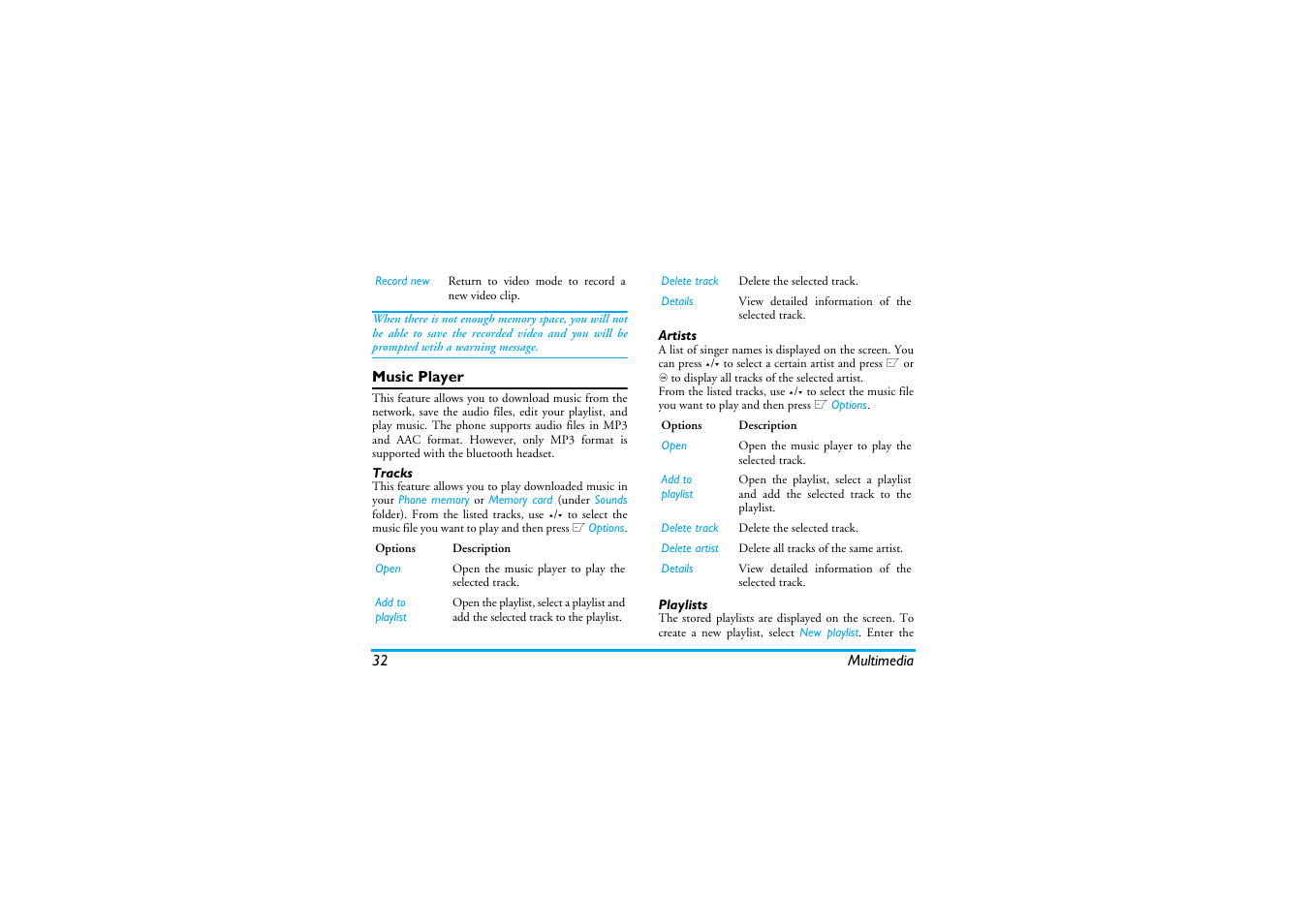 Music player, Tracks, Artists | Playlists | Philips XENIUM 9@9K CT9A9KBRN User Manual | Page 33 / 88