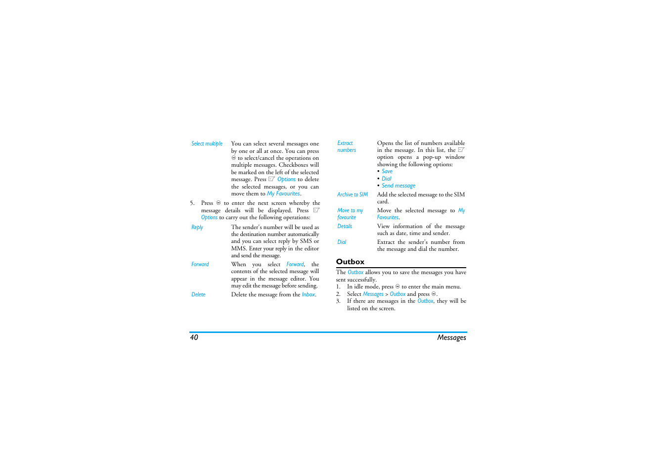 Outbox | Philips XENIUM 9@9K CT9A9KBRN User Manual | Page 41 / 88