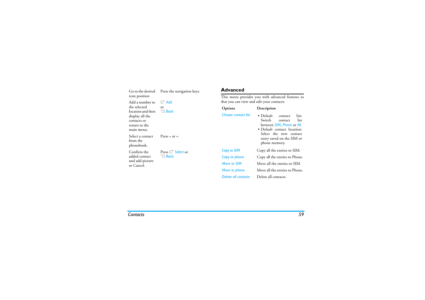 Advanced | Philips XENIUM 9@9K CT9A9KBRN User Manual | Page 60 / 88