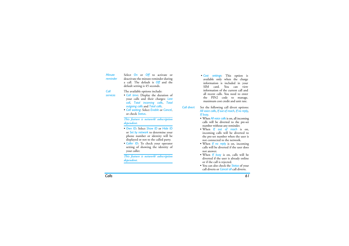 Philips XENIUM 9@9K CT9A9KBRN User Manual | Page 62 / 88