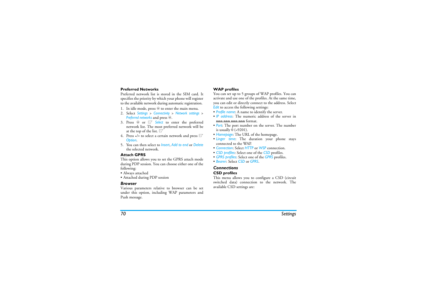 Browser, Connections | Philips XENIUM 9@9K CT9A9KBRN User Manual | Page 71 / 88