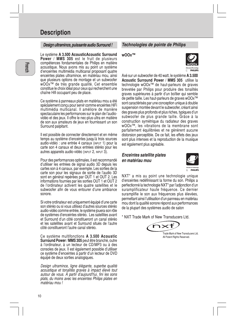 Description | Philips MMS 305 User Manual | Page 10 / 62