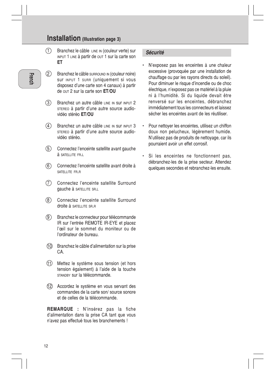 Installation | Philips MMS 305 User Manual | Page 12 / 62