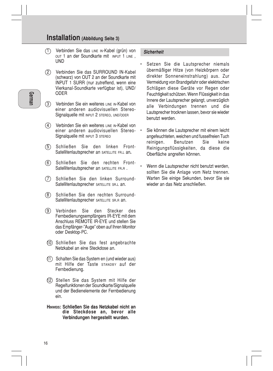 Installation | Philips MMS 305 User Manual | Page 16 / 62