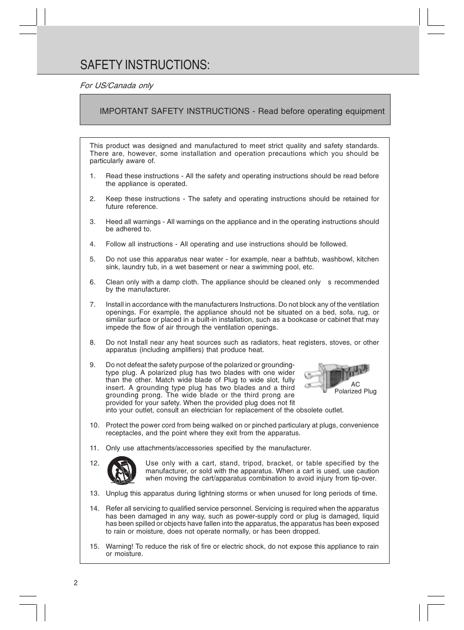 Safety instructions | Philips MMS 305 User Manual | Page 2 / 62