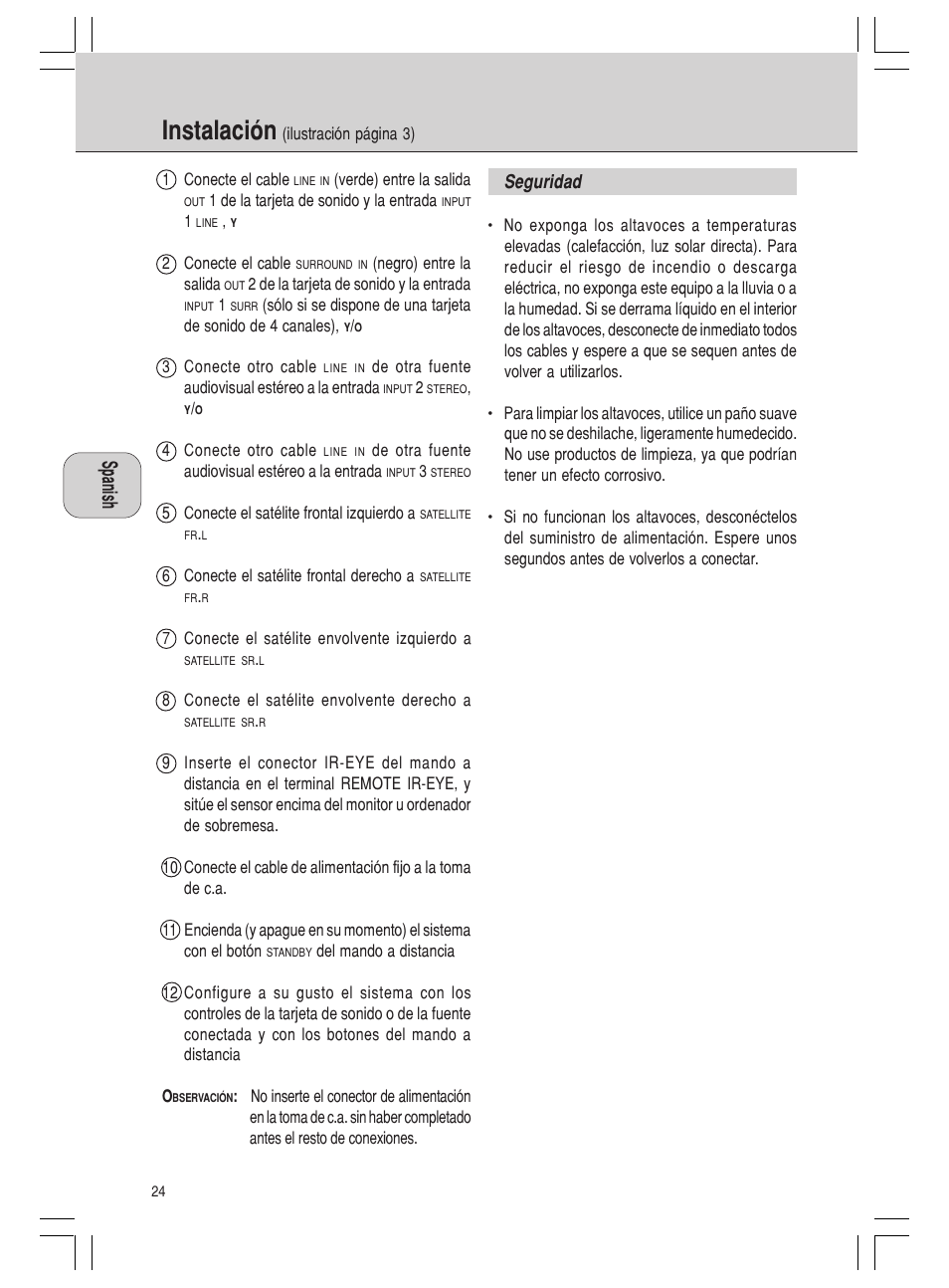 Instalación | Philips MMS 305 User Manual | Page 24 / 62